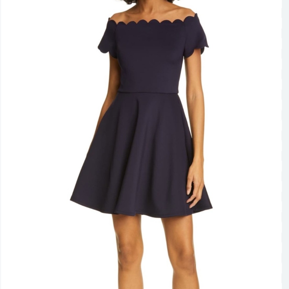 Ted Baker Navy Off Shoulder Cocktail Dress US Size 6-8/Medium In Beautiful Bag
